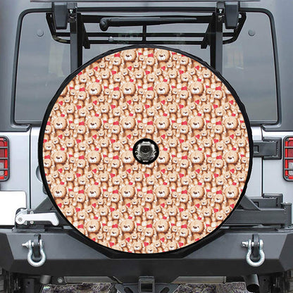 Lovely Teddy Bear Pattern Print Tire Cover With Camera Hole