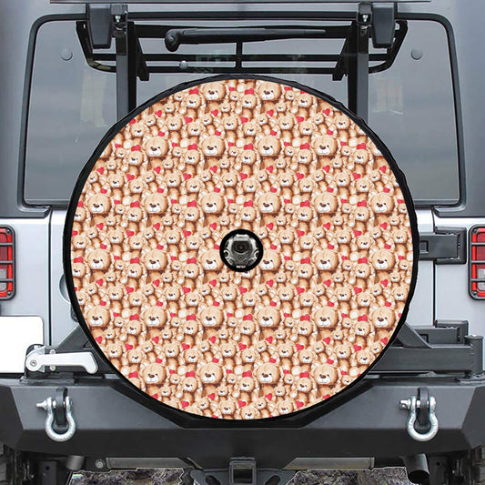 Lovely Teddy Bear Pattern Print Tire Cover With Camera Hole