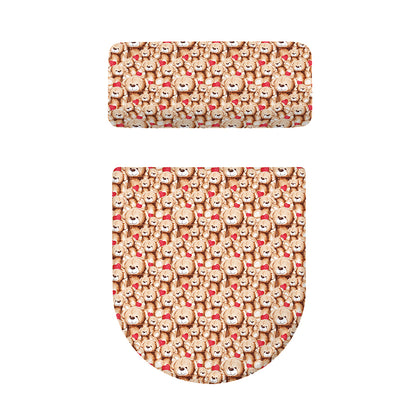 Lovely Teddy Bear Pattern Print Toilet Lid And Tank Cover Set