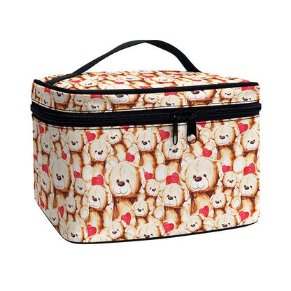 Lovely Teddy Bear Pattern Print Travel Makeup Bag