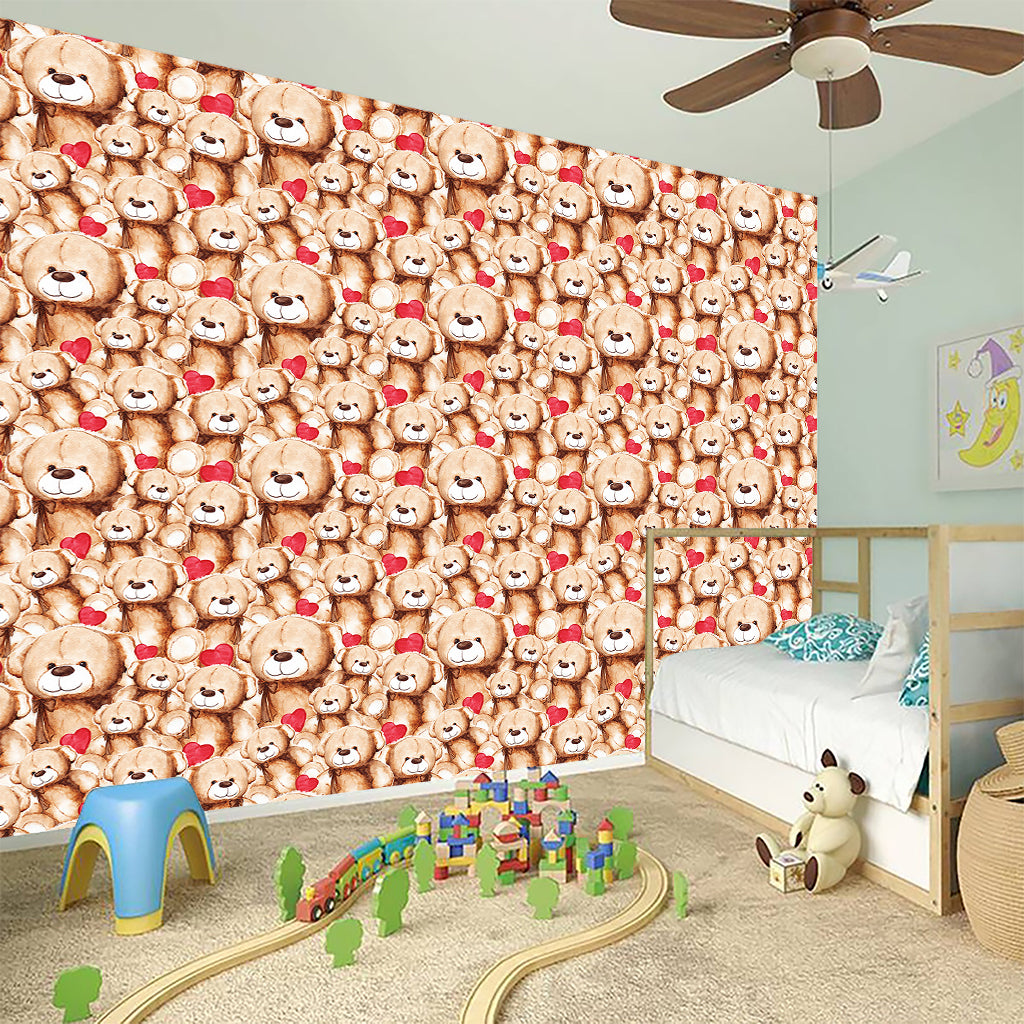 Lovely Teddy Bear Pattern Print Wall Sticker