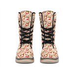 Lovely Teddy Bear Pattern Print Winter Boots