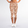 Lovely Teddy Bear Pattern Print Women's Capri Leggings