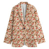 Lovely Teddy Bear Pattern Print Women's Cotton Blazer