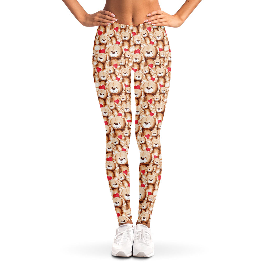 Lovely Teddy Bear Pattern Print Women's Leggings