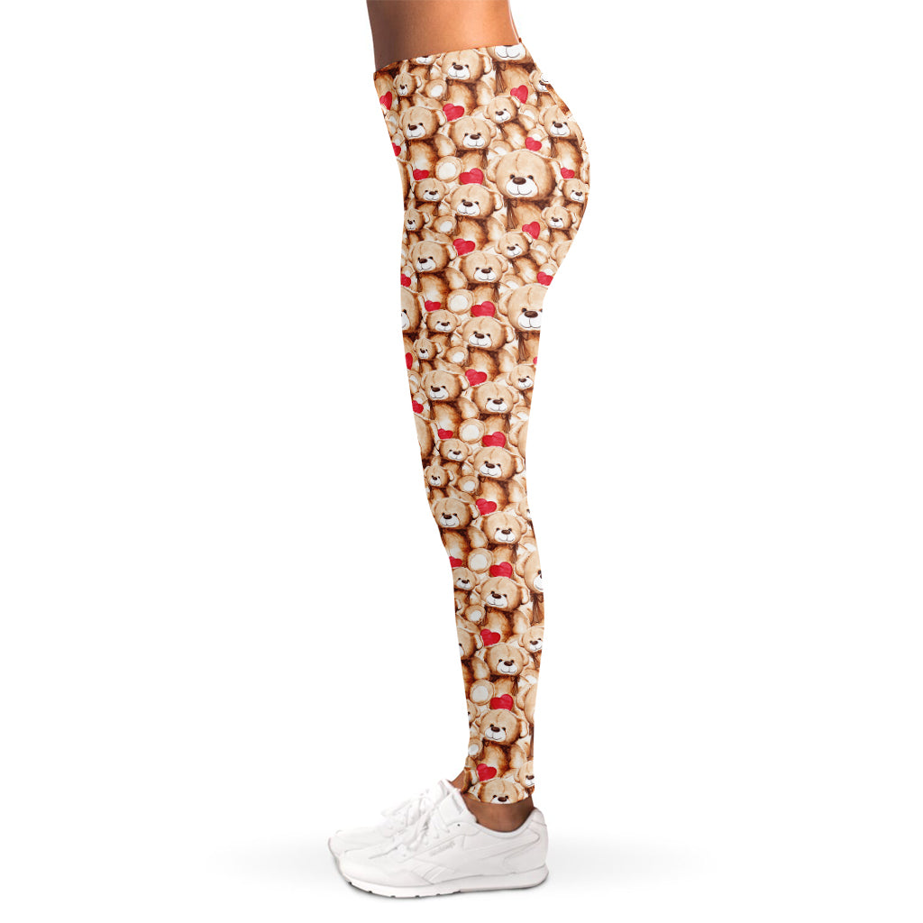 Lovely Teddy Bear Pattern Print Women's Leggings