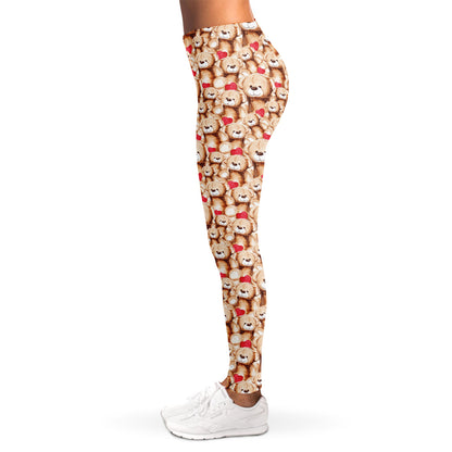 Lovely Teddy Bear Pattern Print Women's Leggings