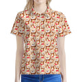 Lovely Teddy Bear Pattern Print Women's Polo Shirt