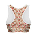 Lovely Teddy Bear Pattern Print Women's Sports Bra