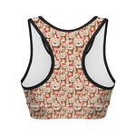Lovely Teddy Bear Pattern Print Women's Sports Bra