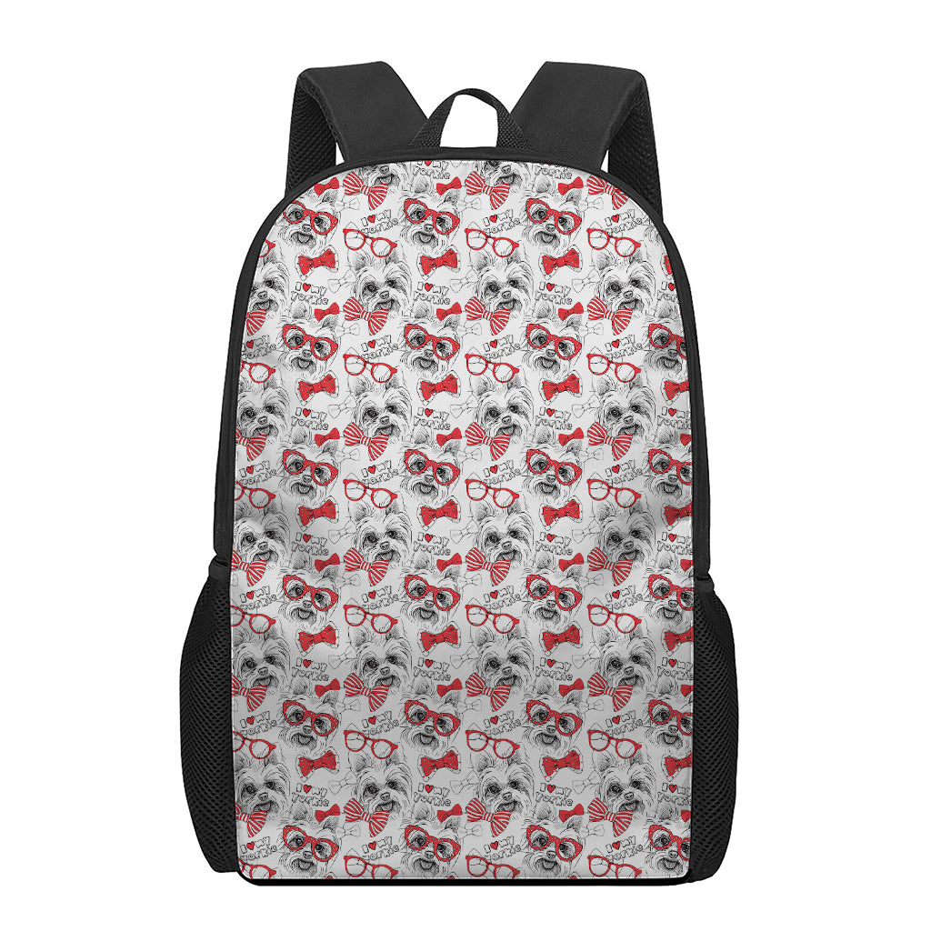 Lovely Yorkshire Terrier Pattern Print 17 Inch Backpack