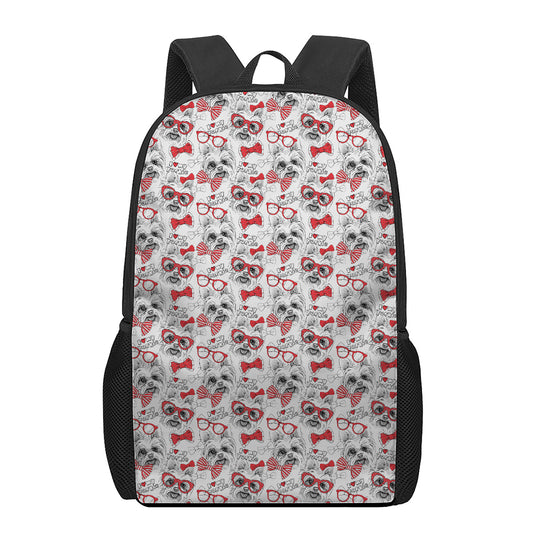 Lovely Yorkshire Terrier Pattern Print 17 Inch Backpack
