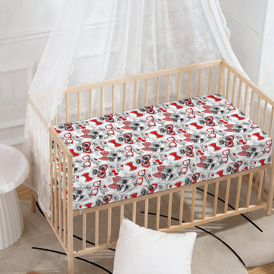 Lovely Yorkshire Terrier Pattern Print Baby Crib Sheet