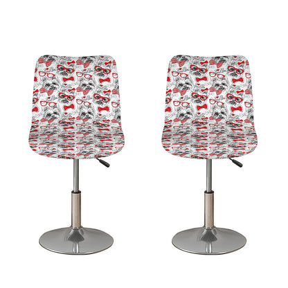 Lovely Yorkshire Terrier Pattern Print Bar Stool Covers