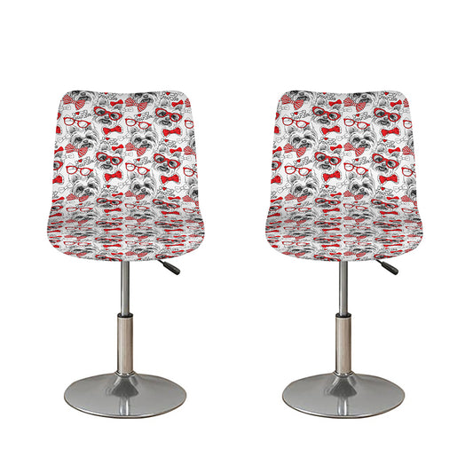 Lovely Yorkshire Terrier Pattern Print Bar Stool Covers