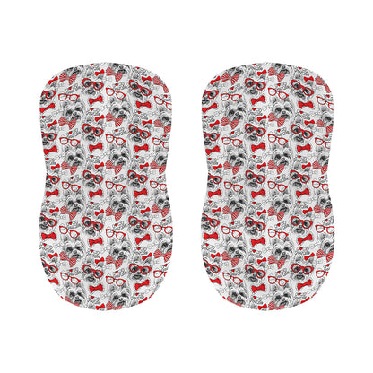 Lovely Yorkshire Terrier Pattern Print Bar Stool Covers