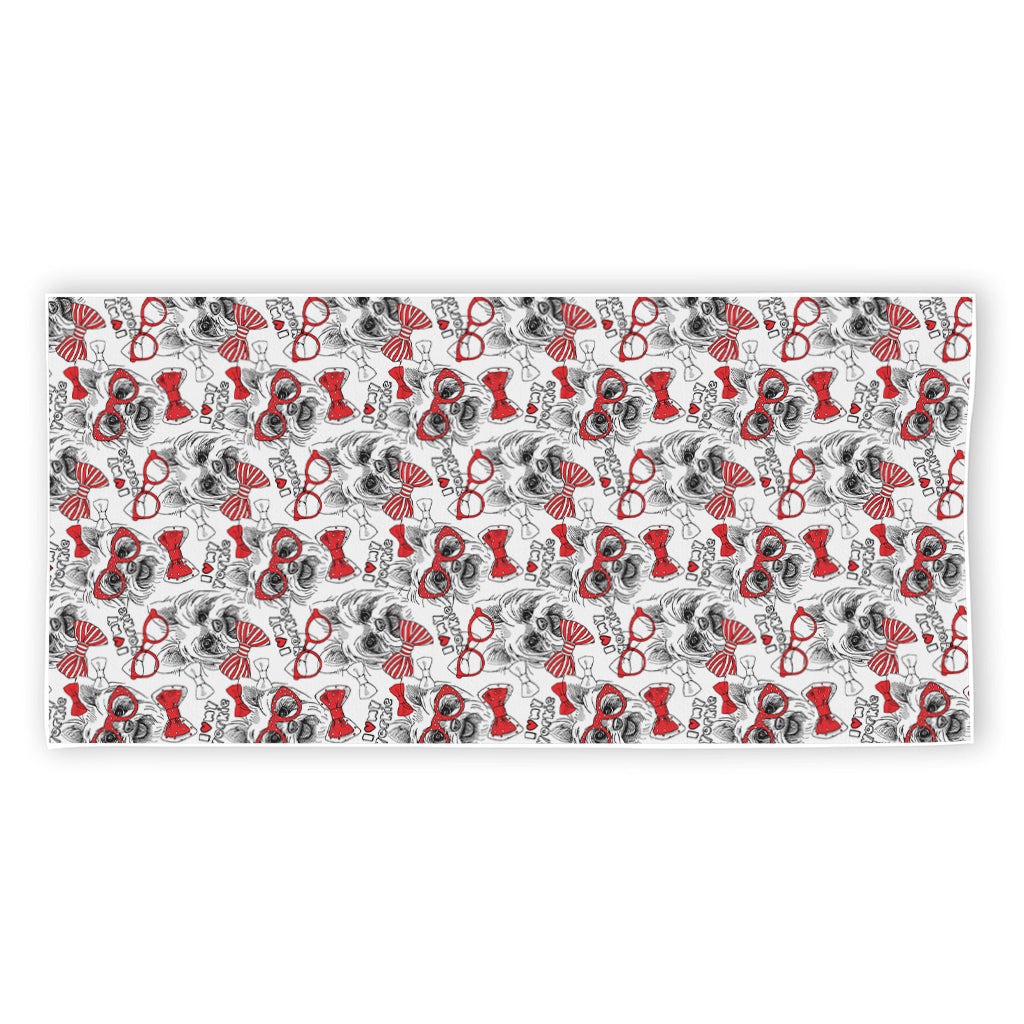 Lovely Yorkshire Terrier Pattern Print Beach Towel