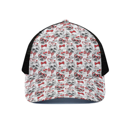 Lovely Yorkshire Terrier Pattern Print Black Mesh Trucker Cap
