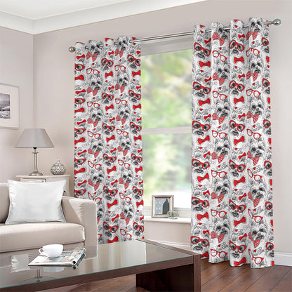Lovely Yorkshire Terrier Pattern Print Blackout Grommet Curtains
