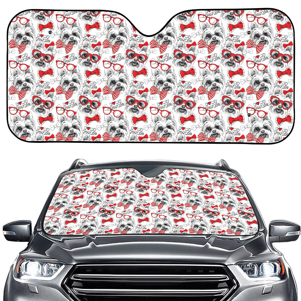 Lovely Yorkshire Terrier Pattern Print Car Windshield Sun Shade