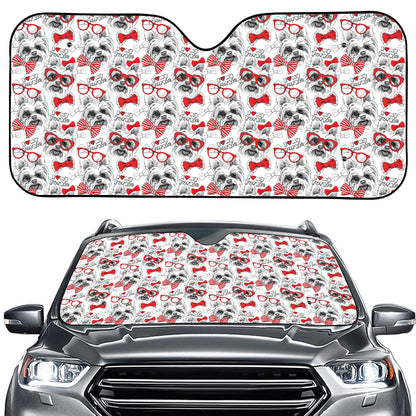 Lovely Yorkshire Terrier Pattern Print Car Windshield Sun Shade