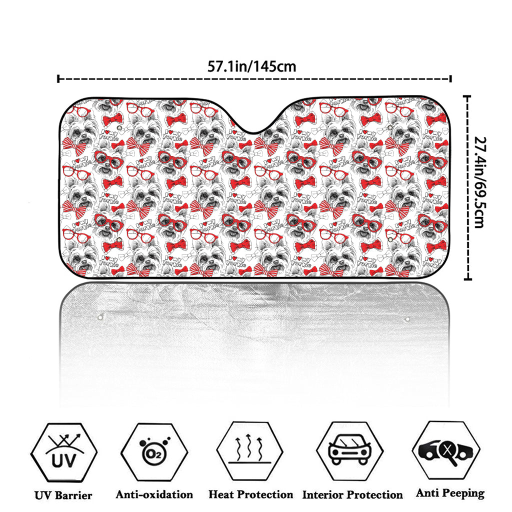 Lovely Yorkshire Terrier Pattern Print Car Windshield Sun Shade