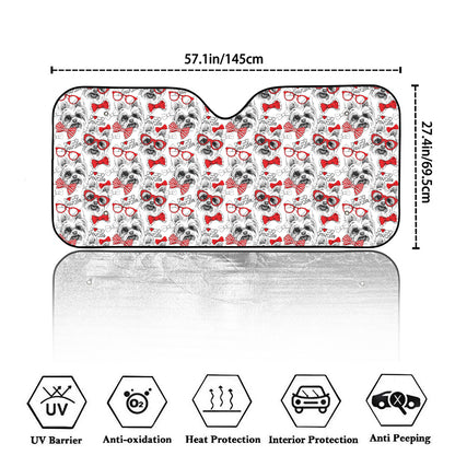 Lovely Yorkshire Terrier Pattern Print Car Windshield Sun Shade
