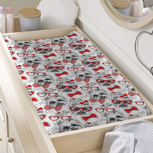 Lovely Yorkshire Terrier Pattern Print Changing Pad Cover