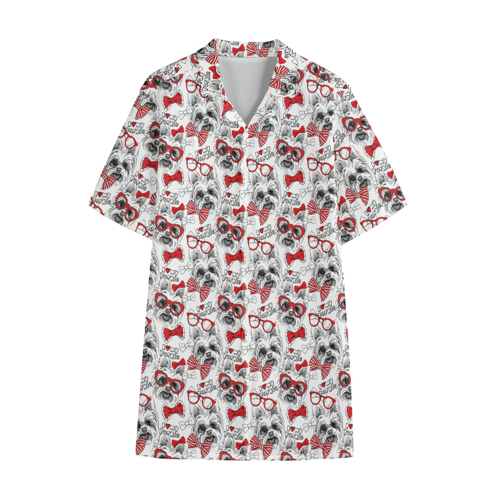 Lovely Yorkshire Terrier Pattern Print Cotton Hawaiian Shirt