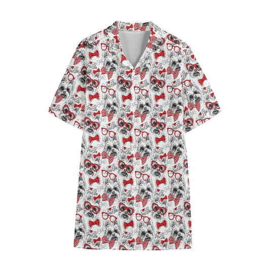 Lovely Yorkshire Terrier Pattern Print Cotton Hawaiian Shirt