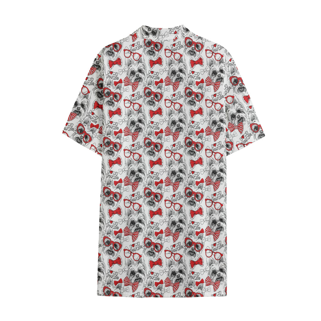 Lovely Yorkshire Terrier Pattern Print Cotton Hawaiian Shirt