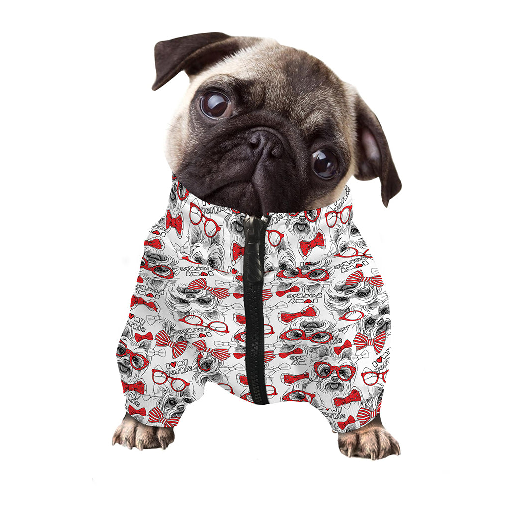 Lovely Yorkshire Terrier Pattern Print Dog Zip Up Jacket