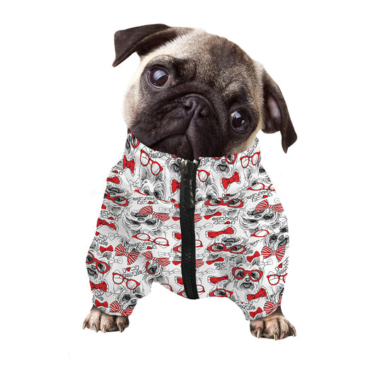 Lovely Yorkshire Terrier Pattern Print Dog Zip Up Jacket