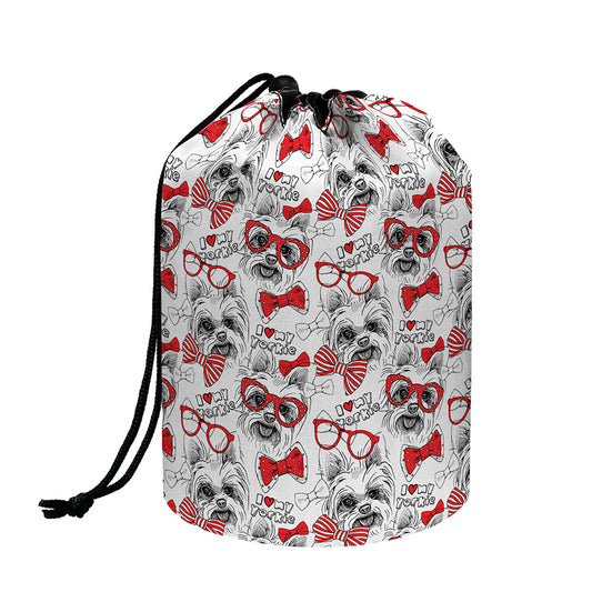 Lovely Yorkshire Terrier Pattern Print Drawstring Makeup Bag