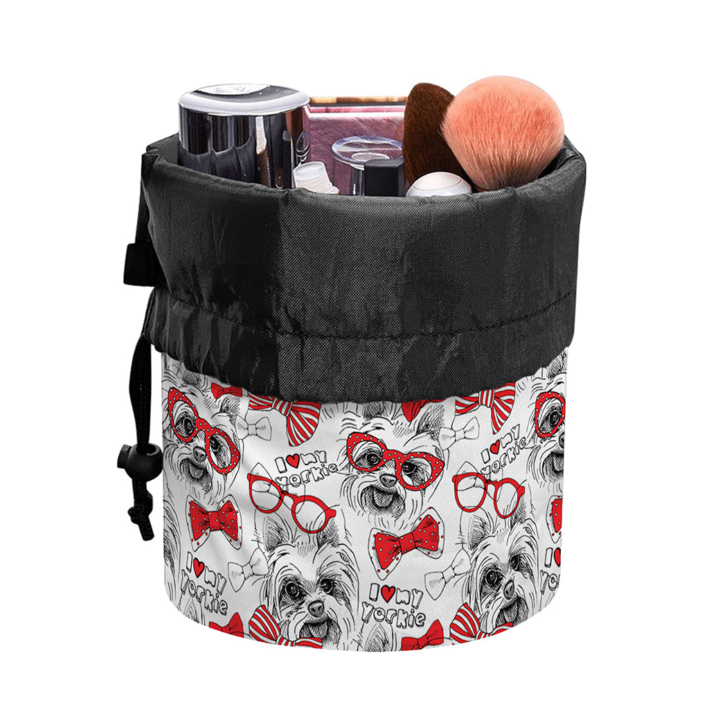 Lovely Yorkshire Terrier Pattern Print Drawstring Makeup Bag