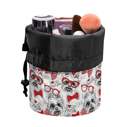 Lovely Yorkshire Terrier Pattern Print Drawstring Makeup Bag