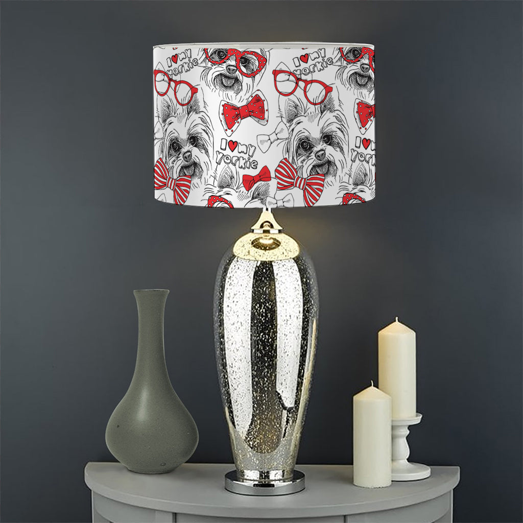 Lovely Yorkshire Terrier Pattern Print Drum Lamp Shade