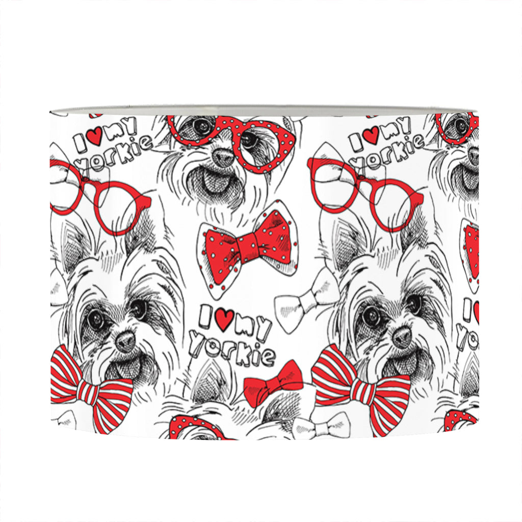 Lovely Yorkshire Terrier Pattern Print Drum Lamp Shade