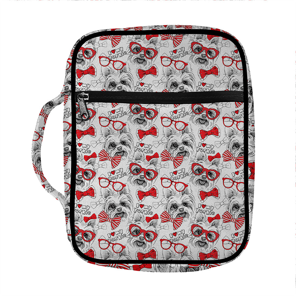 Lovely Yorkshire Terrier Pattern Print Front Pocket Bible Bag