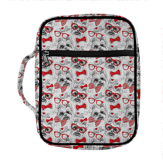 Lovely Yorkshire Terrier Pattern Print Front Pocket Bible Bag