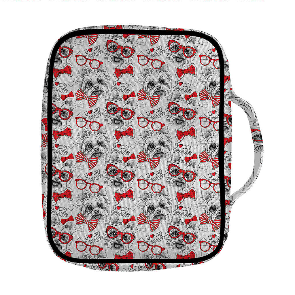 Lovely Yorkshire Terrier Pattern Print Front Pocket Bible Bag