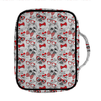 Lovely Yorkshire Terrier Pattern Print Front Pocket Bible Bag