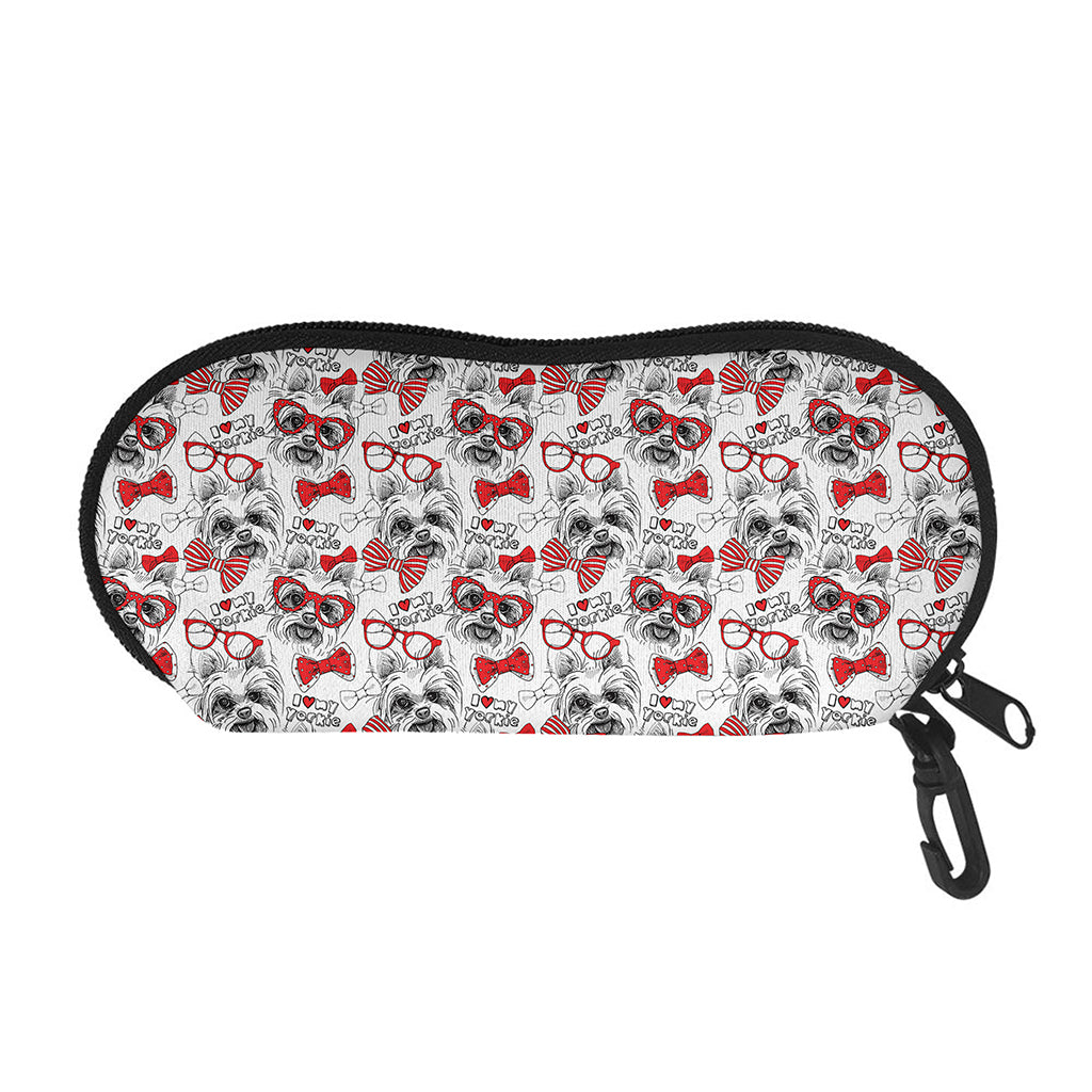 Lovely Yorkshire Terrier Pattern Print Glasses Case