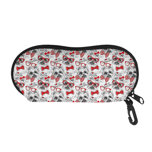 Lovely Yorkshire Terrier Pattern Print Glasses Case