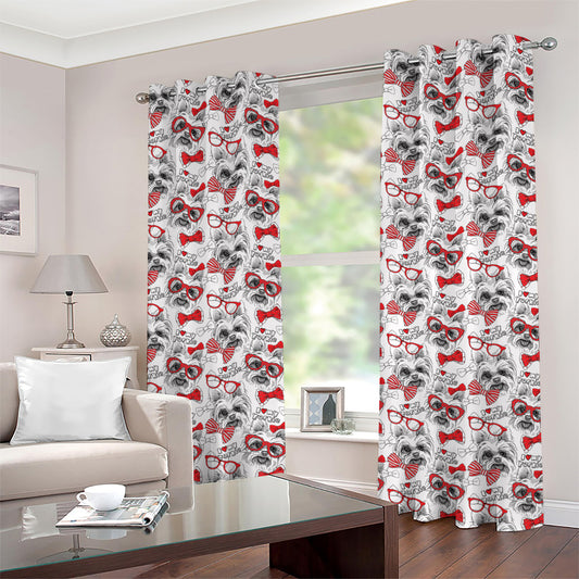 Lovely Yorkshire Terrier Pattern Print Grommet Curtains