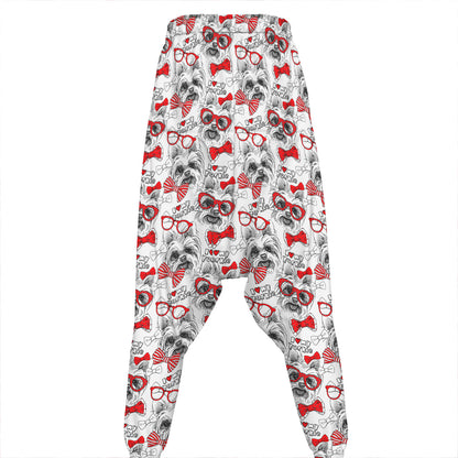 Lovely Yorkshire Terrier Pattern Print Hammer Pants