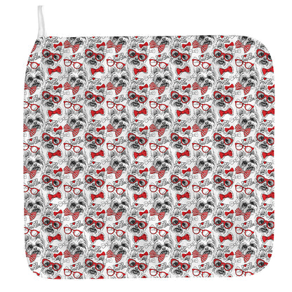 Lovely Yorkshire Terrier Pattern Print Hand Towel