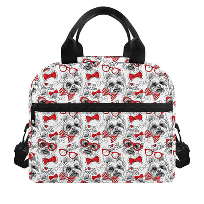 Lovely Yorkshire Terrier Pattern Print Insulated Lunch Bag