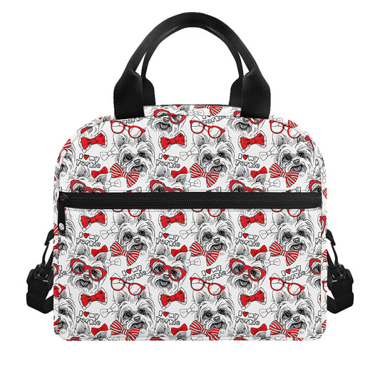 Lovely Yorkshire Terrier Pattern Print Insulated Lunch Bag