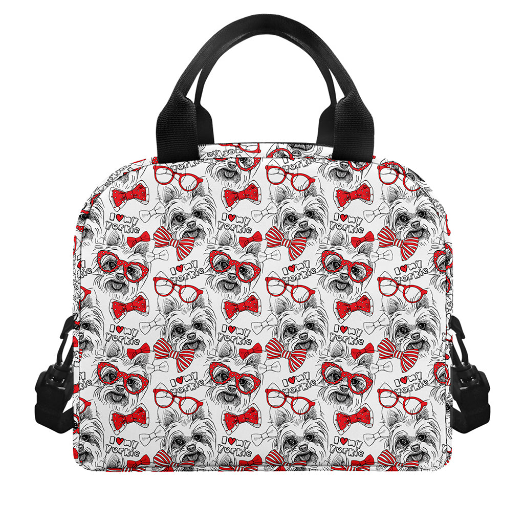 Lovely Yorkshire Terrier Pattern Print Insulated Lunch Bag
